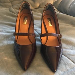 Burgundy patent leather Mary Janes